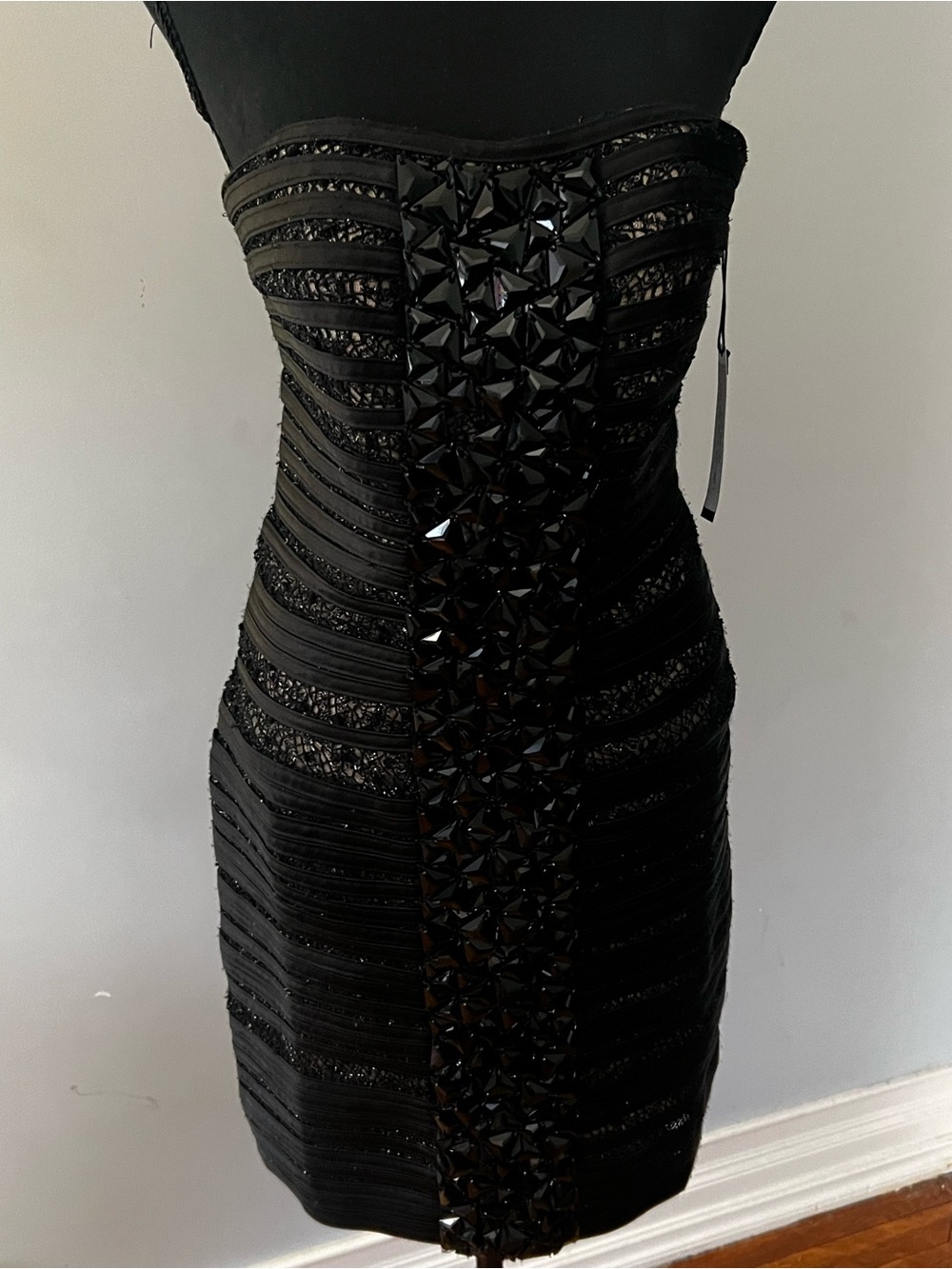 Issue New York Black Strapless Beaded Bodycon Dress